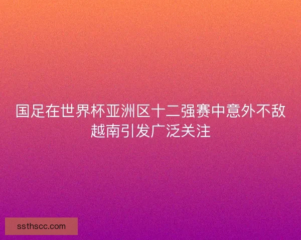 国足在世界杯亚洲区十二强赛中意外不敌越南引发广泛关注 国足在世界杯亚洲区十二强赛中意外不敌越南引发广泛关注