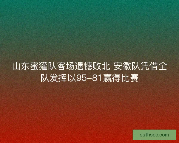 山东蜜獾队客场遗憾败北 安徽队凭借全队发挥以95-81赢得比赛 山东蜜獾队客场遗憾败北 安徽队凭借全队发挥以95-81赢得比赛